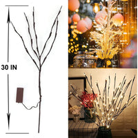 20 Bulbs LED Cherry Blossom Flower Branch Lights Lamp Tall Vase Filler Twig Lighted Branch Christmas Wedding Decorative Lights